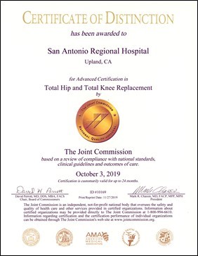 Certificate of Distinction - Joint replacement center