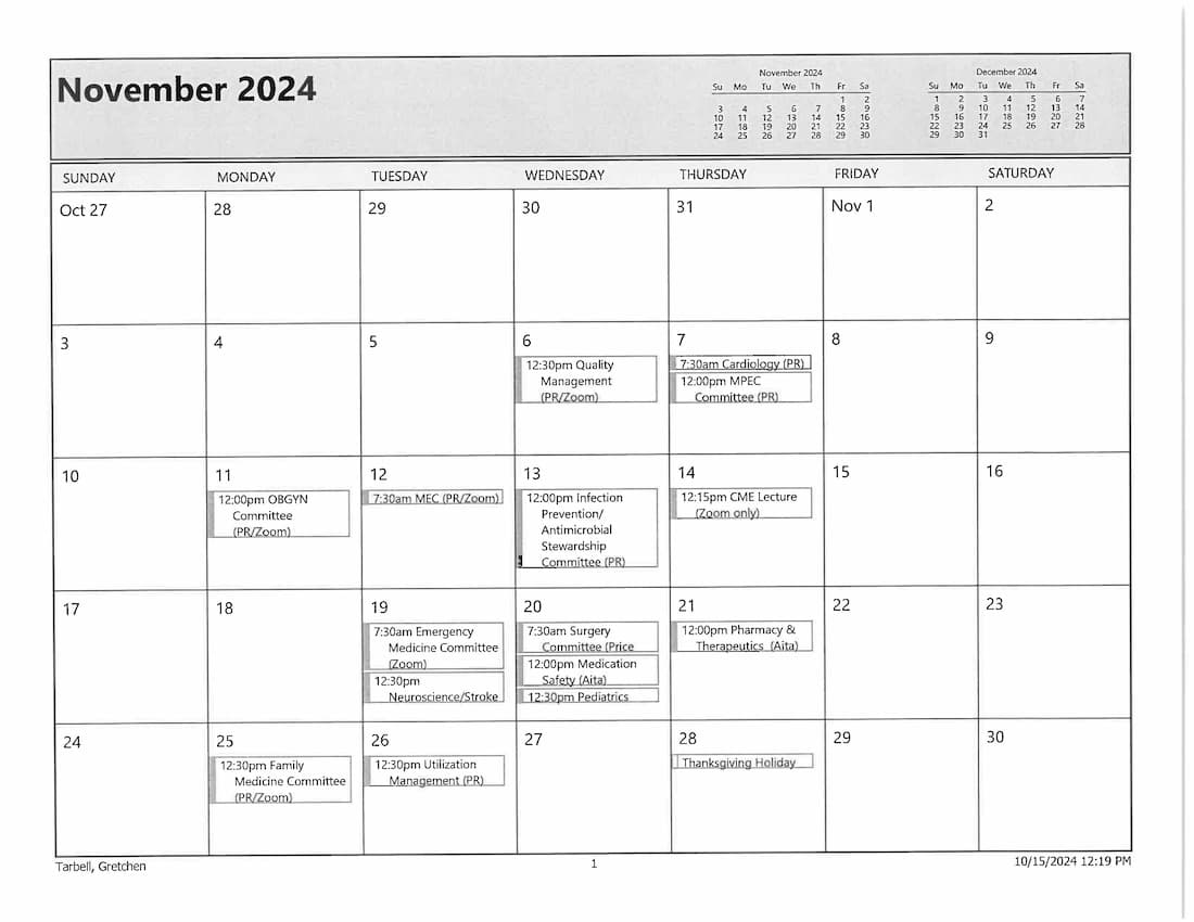 11 November 24 MedStaff Calendar