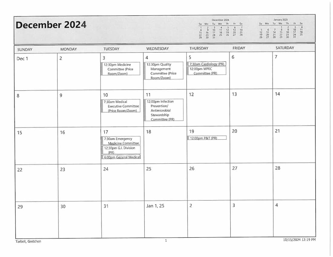 12 December 24 MedStaff Calendar